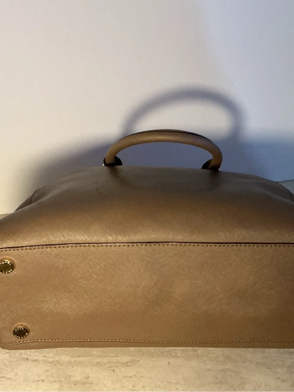 Michael Kors Taupe Saffiano Leather Tote with Gold Hardware
